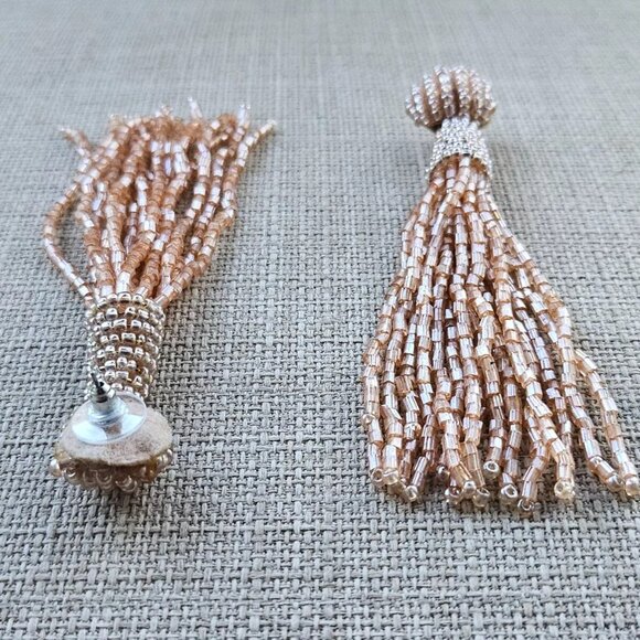 Women Earrings Orange Beads Fringe Drop Down Ear Fashion Jewelry - Picture 3 of 8